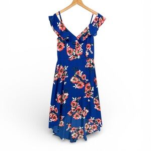 BCX Ruffled High-Low Dress Size Large Surplice Neck  Adjustable Straps